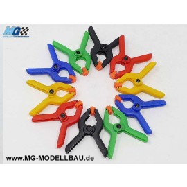 Mini clamps 10 pieces. Mixed colours.