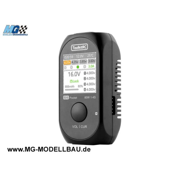 ToolkitRC M4 Pocket LiPo 1-4S 5A Ladegerät DC 7-25V USB-C TK11800